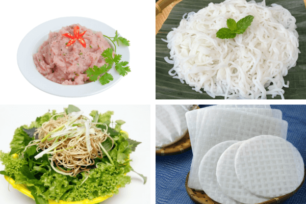 Những nguyên liệu cần chuẩn bị để làm món chả cá thát lát cuốn bánh tráng