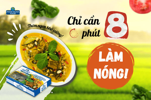 Chỉ cần rã đông sản phẩm và làm nóng lại từ 6-8 phút, bạn đã có ngay một bữa cơm quê đúng chuẩn quê nhà!