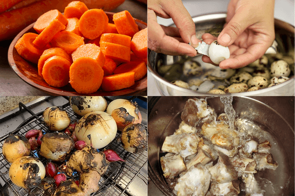 Sơ chế các nguyên liệu cần thiết cho món bánh canh chả cá