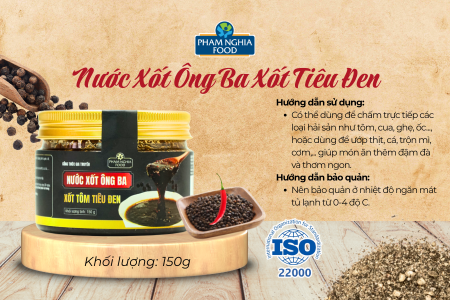Xốt Tôm Tiêu Đen – cay ấm từ tiêu, đậm đà từ tôm khô, lan tỏa chậm nhưng thấm sâu vị giác