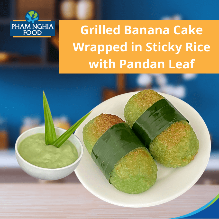 GRILLED BANANA STICKY RICE CAKE WITH PANDAN LEAF