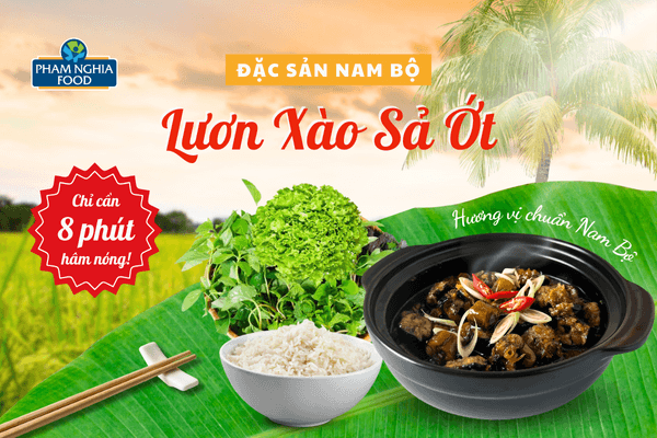 Lươn kho sả ớt được kho từ đường thốt nốt và cách tẩm ướp đúng chuẩn Nam Bộ giúp giữ trọn vẹn hương vị quê nhà