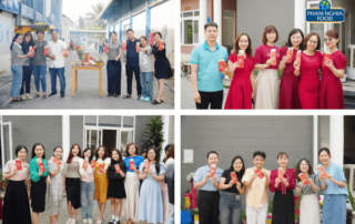 Khoảnh khắc vui vẻ của các thành viên nhà PHAM NGHIA FOOD sau khi được nhận lì xì may mắn