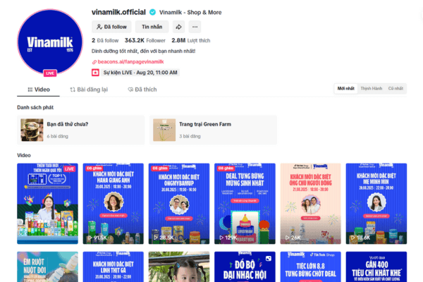 Vinamilk đẩy mạnh bán hàng qua livestream trên TikTok Shop với loạt sản phẩm nổi bật