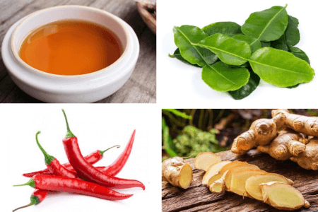 Các nguyên liệu cần thiết để làm nước chấm ốc sả tắc lá chanh