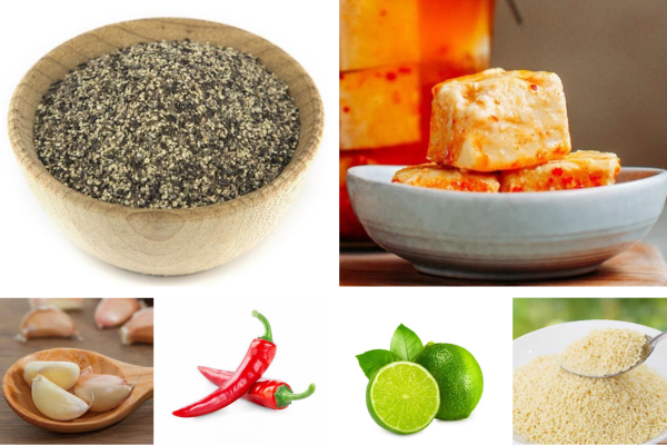 Những nguyên liệu cần chuẩn bị để làm nước chấm sốt chao tiêu đen