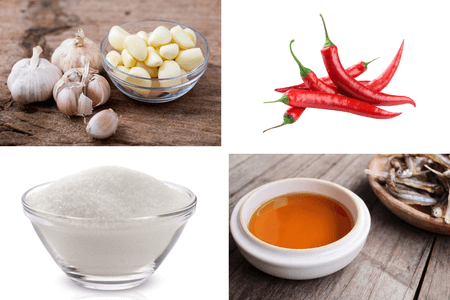 Chuẩn bị 1 vài nguyên liệu cơ bản để làm nước xốt trộn mì tỏi ớt