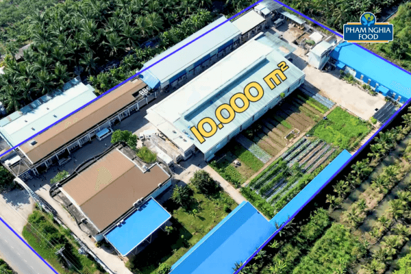 Toàn cảnh nhà máy Phạm Nghĩa Food rộng hơn 10.000 m² nhìn từ trên cao