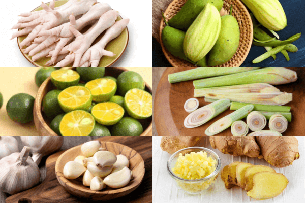 Nguyên liệu quen thuộc, dễ tìm để tự tay làm chân gà sả tắc  kiểu Thái