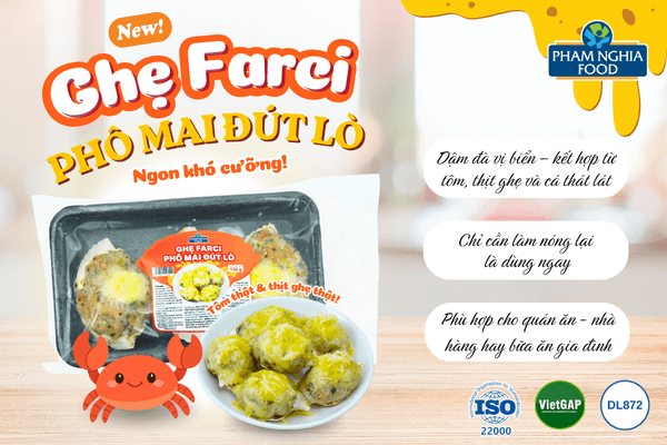 Ghẹ Farci Phô Mai Đút Lò Phạm Nghĩa Food là món ăn tiện lợi cao cấp, mang hương vị chuẩn nhà hàng ngay tại nhà
